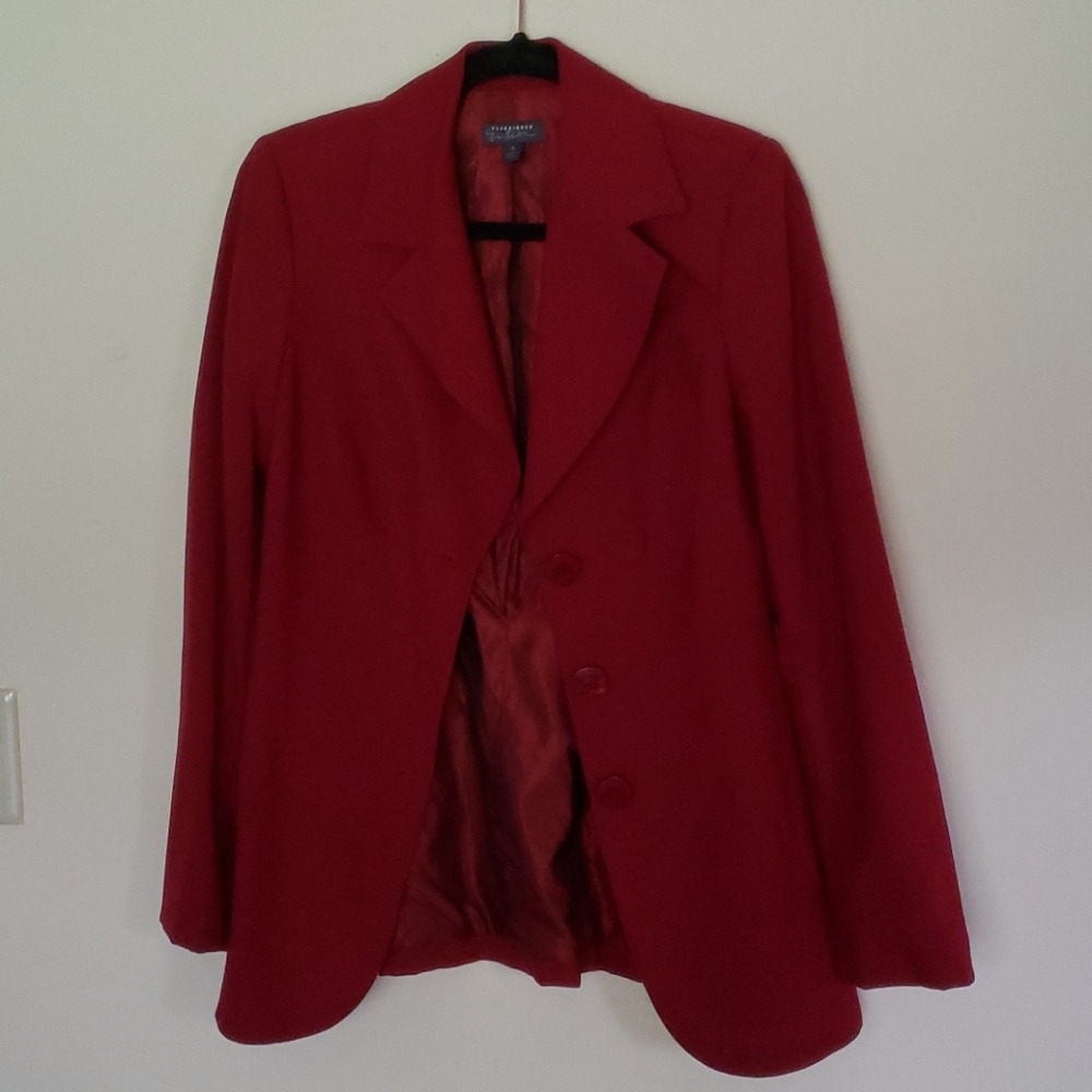 Wool Classiques Entier Red Power Suit Size 4 - image 1